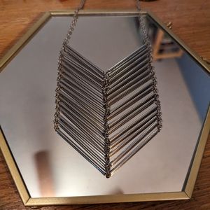 Handmade silver tone steel chevron necklace